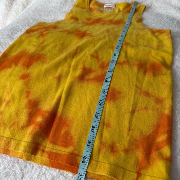 Minnie Rose Yellow & Orange Cotton/Cashmere Tie-Dye Tank Top - Picture 5 of 7